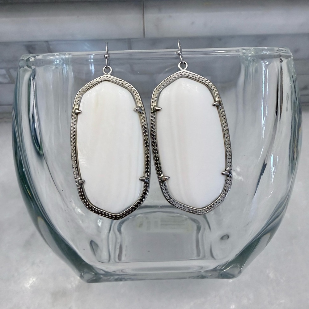 Kendra Scott White and Silver Drop Earrings
